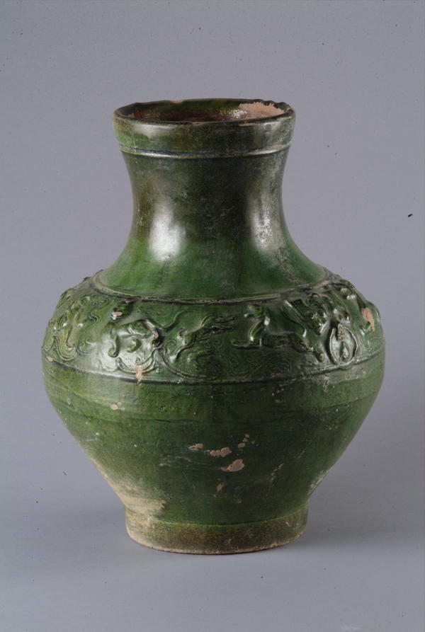 西汉绿釉陶壶