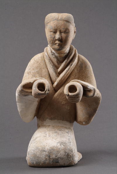 西汉塑衣式彩绘跽坐俑