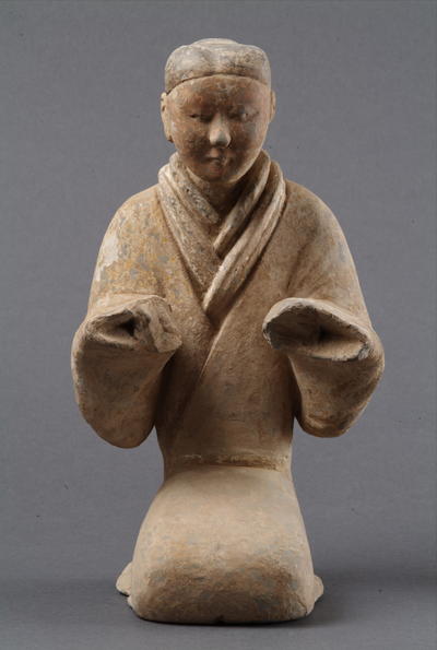 西汉塑衣式彩绘跽坐俑
